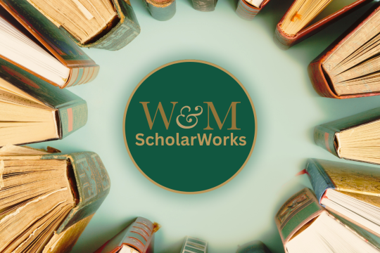 W&M ScholarWorks text surrounded by a photo of books