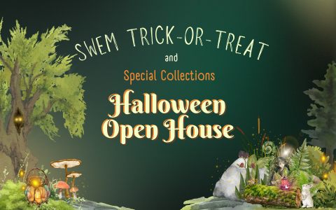 Invitation to event featuring an enchanted forest background as the theme