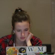 Student working on a laptop