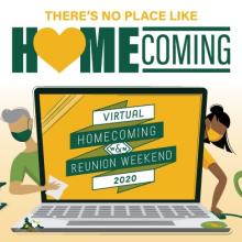 There's no place like Homecoming sign for a virtual homecoming event in 2020