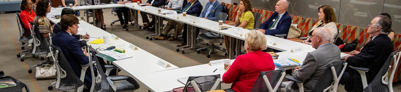 Swem library board gathered in the Ford Classroom