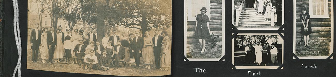 Scrapbook of photos of the first women at W&M