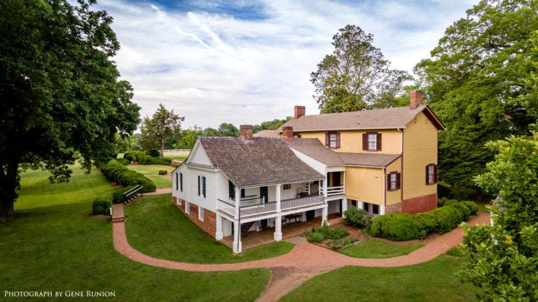 Overhead view of the estate at Highland with two colonial style buildings