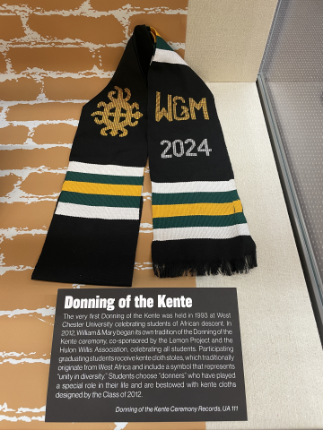 2024 W&M Kente Cloth and informational label