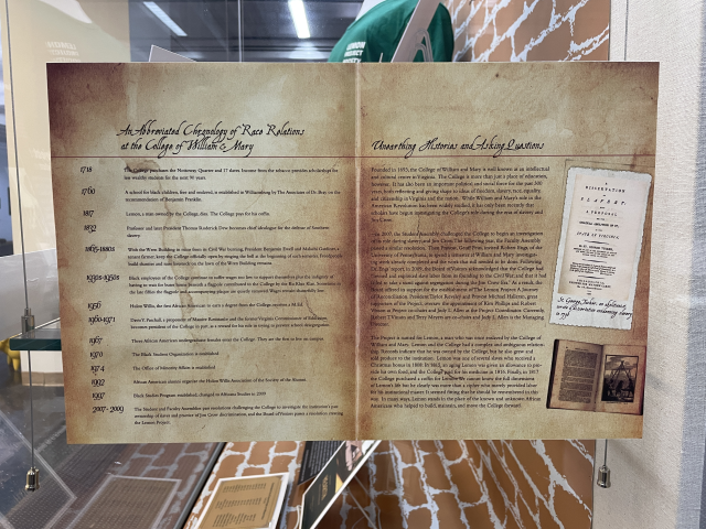 Chronology of Race Relations at W&M and information about founding of Lemon Project