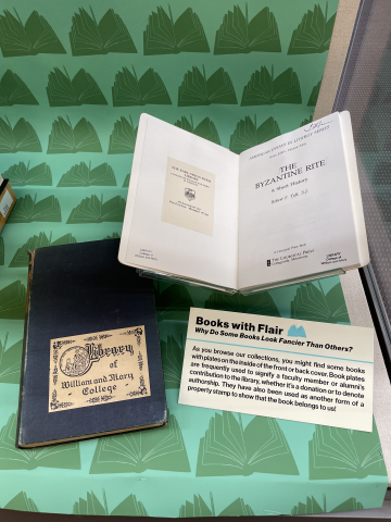 Exhibit case with books for Library Preservation Week