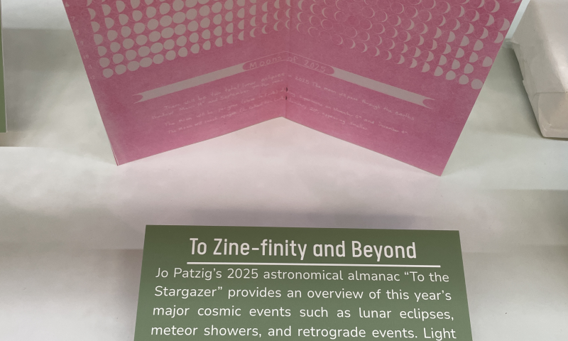 Astronomical almanac zine with pink moon chart