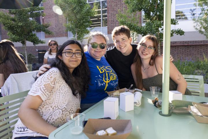 Media center students and supervisor at end of year party