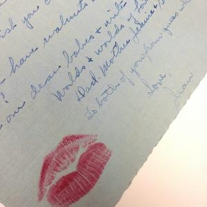 Letter from Helen Rodgers with a lipstick kiss in the signature