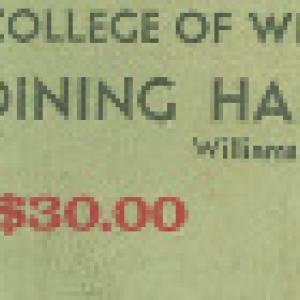 College of William & Mary Dining Hall certificate for $30