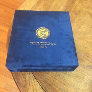 Basque manuscript in blue velvet box with gold seal