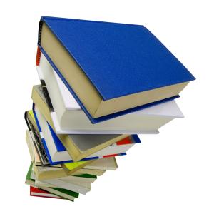 tall stack of books