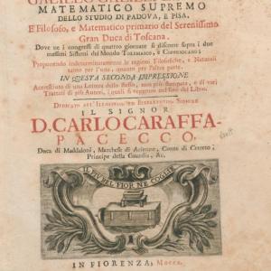 Title page of Galileo Galilei's Dialogo with text indicating it was published in Florence