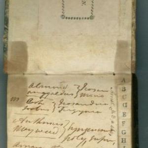 First page of ledger, with lettered tabs