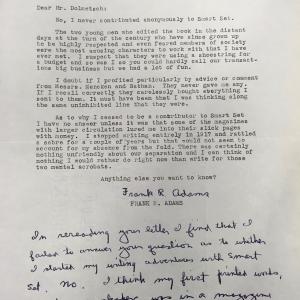 Letter from Frank Adams to Mr. Dolmetsch about contributing to Smart Set