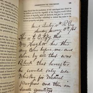 Reverend J.K. Turner added this note that explains Hazlett's promise to reduce his alcoholic consumption