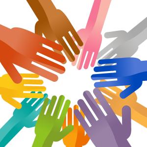 different colored hands forming a circle