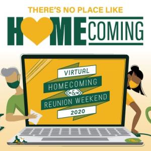 There's no place like Homecoming sign for a virtual homecoming event in 2020