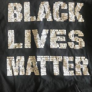 The words Black Lives Matter made up of names