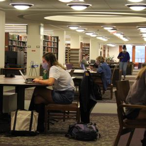 Students studying in Swem