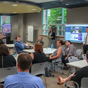 Swem staff meet in the Ford Classroom