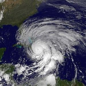 Satellite view of a hurricane