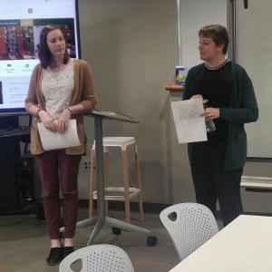 Liz and Candice lead a class on information literacy