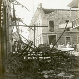 Rubble on the street in Mayaguez, Puerto Rico