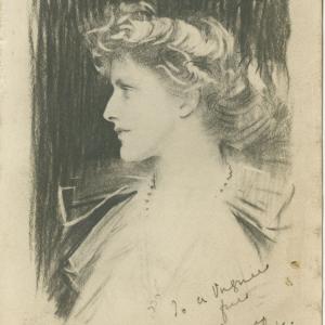 Nancy Astor charcoal portrait