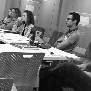 Students listen during a class session