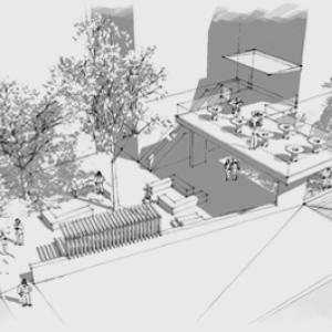 Student plan for extending Swem Library outdoors