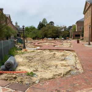 Construction of a brick patio walkway