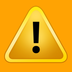 Yellow warning sign with an exclamation mark