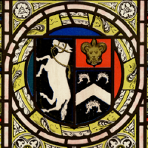 Family crest in a stained glass window