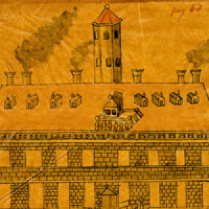 Line drawing of the Wren building