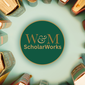 W&M ScholarWorks text surrounded by a photo of books